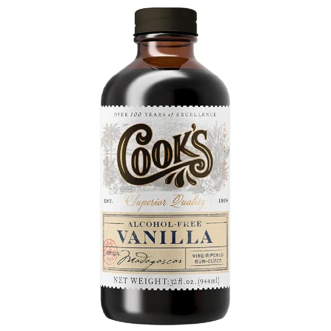 Cook's, Alcohol Free Pure Vanilla Flavoring, for Cooking, Baking, Desserts, Madagascar Vanilla Non-Alcoholic Extract Alternative, 32oz