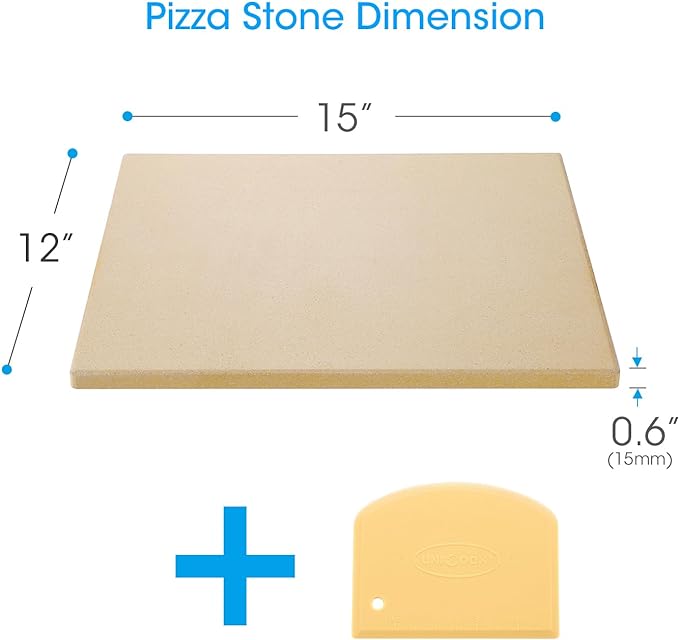 Unicook Pizza Stone, Heavy Duty Cordierite Pizza Pan for Oven and Grill, Thermal Shock Resistant Baking Stone for Bread, 15 X 12 Inch Rectangular, 6.6 lbs
