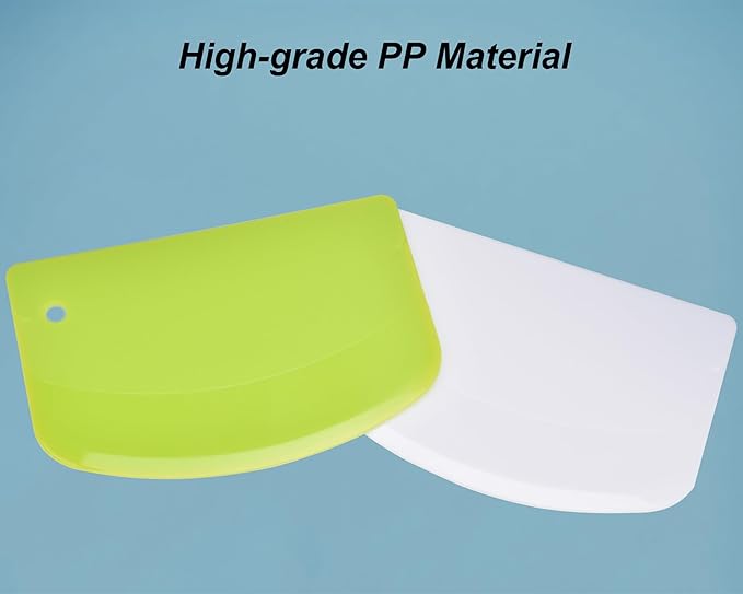 2 Pcs Dough Scraper and 3 Pcs Stainless Steel Cake Icing Spatula for Baking, Flexible Bowl Scraper Dough Cutter Bench Scraper for Cake Dough Bread Pastry Pizza
