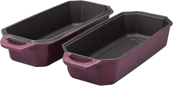 Bread Pan Cast Iron Loaf Pan with Lid Bread Loaf Pan 13x5 Inch Enameled Cast Iron Sourdough Bread Pan,Magenta