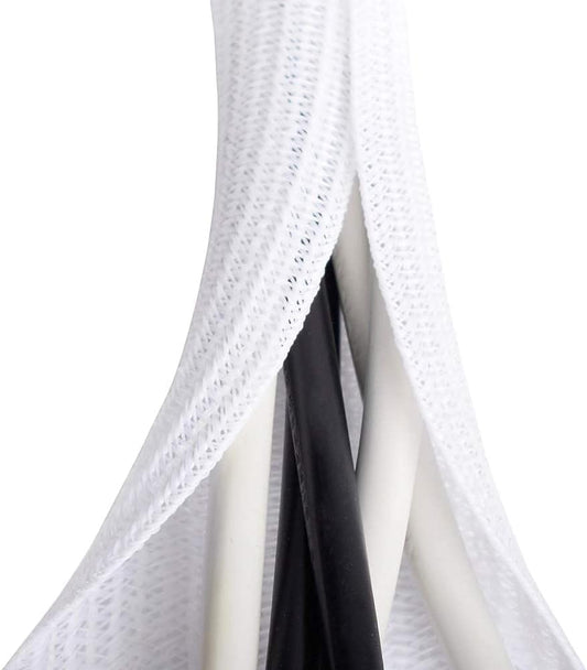 6.6ft - 1 inch White Cable Sleeve, Cable Organizer for Desk PC TV Computer, Wire Protector Cable Wrap Cover, Cord Management for Home Office