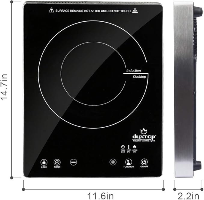 Duxtop Portable Induction Cooktop, High End Full Glass Induction Burner with Sensor Touch, 1800W Countertop Burner with Stainless Steel Housing, E200A, Black