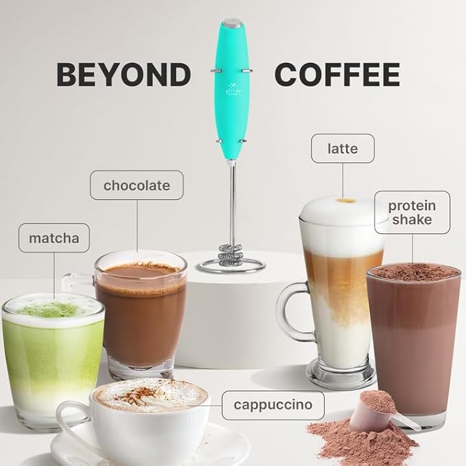 Zulay Kitchen Milk Frother with Patented Tornado Triple Whisk – Handheld Foam Maker for Coffee, Lattes, Matcha & Hot Chocolate – Rich, Creamy Froth in Seconds -