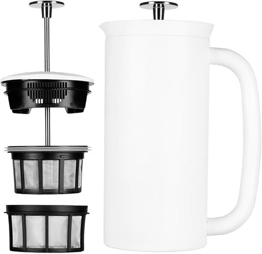 ESPRO P7 French Press Coffee Maker - Double-Walled Stainless Steel Insulated with Micro-Filter, 18 Ounces, Matte White