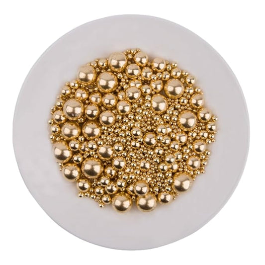 Edible Bright Gold Sugar Pearls Candy Sprinkles 120G/ 4.23Ounce Baking Cake Sprinkles Cupcake and Cake Topper Cookie Decorations Wedding Party Valentines Halloween Christmas Supplies