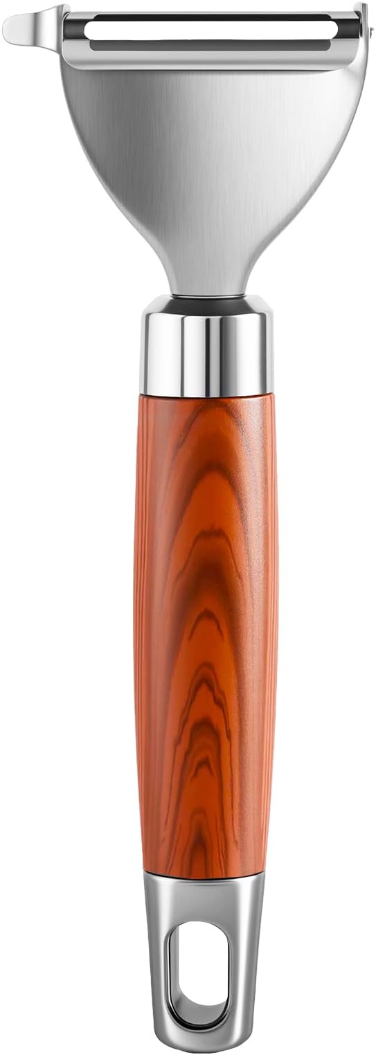 Vegetable Peeler - Stainless Steel Y-shaped peeler Non-Slip Wood Grain Handle - Efficient for Potatoes, Apples & Fruits - Durable Kitchen Tool
