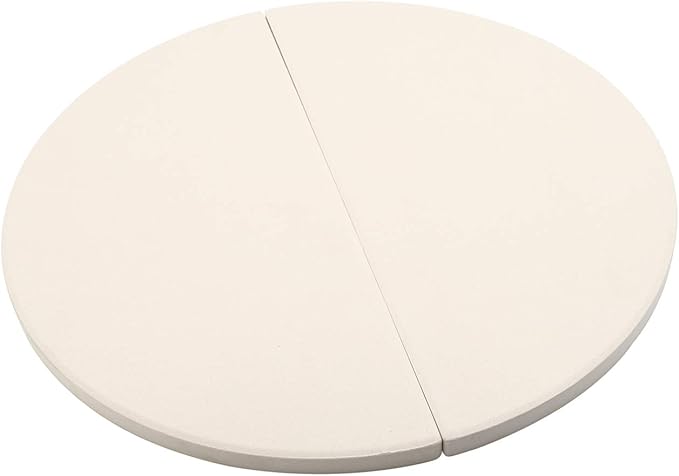 BBQ Future 19.8 Inch Half-Moon Ceramic Heat Deflector Plates for Kamado Joe Big Joe I, II & III, 2-Pack, White