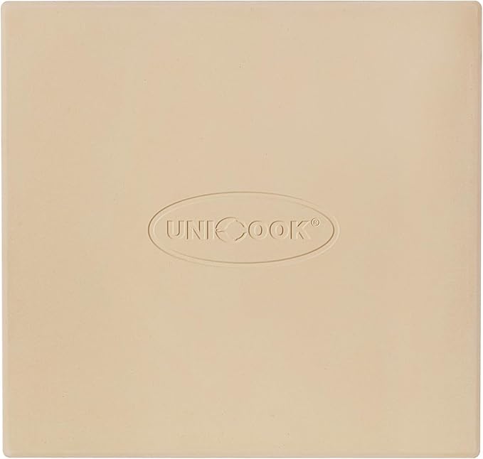 Unicook Pizza Stone for Oven and Grill, Square Baking Stone 12 Inch, Cordierite Cooking Oven Stone, Thermal Shock Resistant Pizza Pan for Pizza, Bread, Including Dough Scraper