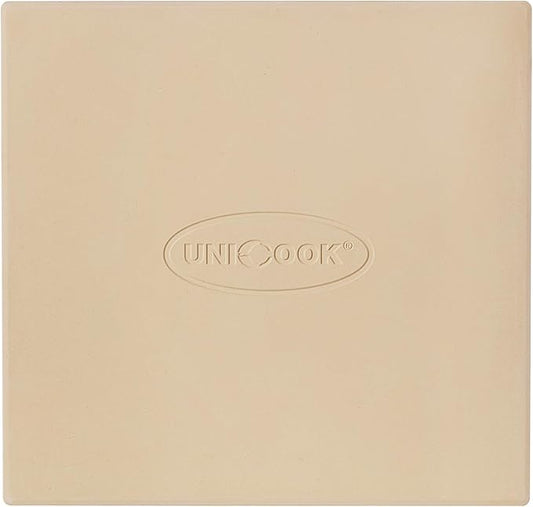 Unicook Pizza Stone for Oven and Grill, Square Baking Stone 12 Inch, Cordierite Cooking Oven Stone, Thermal Shock Resistant Pizza Pan for Pizza, Bread, Including Dough Scraper