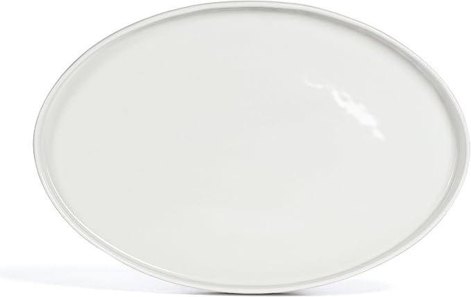 over&back Stackable Stoneware Serving Platter - Elegant 1-Piece Oval Serving Platter to Complete Your Kitchen Set - Perfect for Appetizers, Desserts, and More - 16" L x 11" W - Glossy White