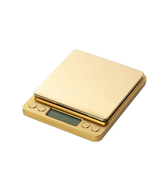 Street Kingz Gold Digital Scale - High Precision 500g Capacity Food Scale with Multi- Unit Conversion & Piece Counting - Includes 2 Weighing Bowls & 2 AAA Batteries