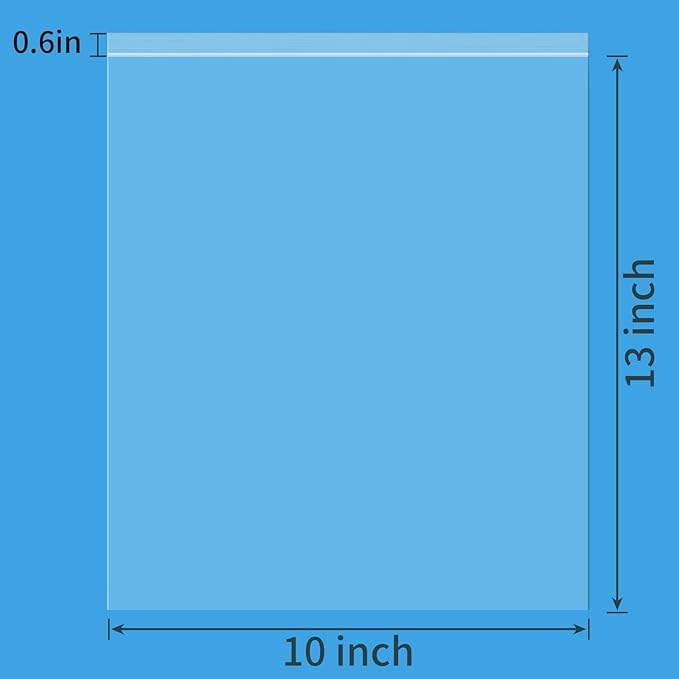 60 Pcs 10" x 13" Clear Big Plastic Zipper Bags, 2 Mil Reclosable Poly Bags with Zip Seal for Clothing, T-Shirt, Prints, Photos, Documents