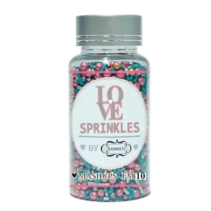 Confect Fusion Pearl Sprinkle Mix – Pink, Teal & Gold Sugar Pearls | Edible Cake Topping for Cupcakes, Cookies & Desserts – Decorative Baking Sprinkles Decoration | Vegan, Gluten-Free, Nut-Free, Soy-Free, Dairy-Free, Palm Oil-Free- 4.2 Oz