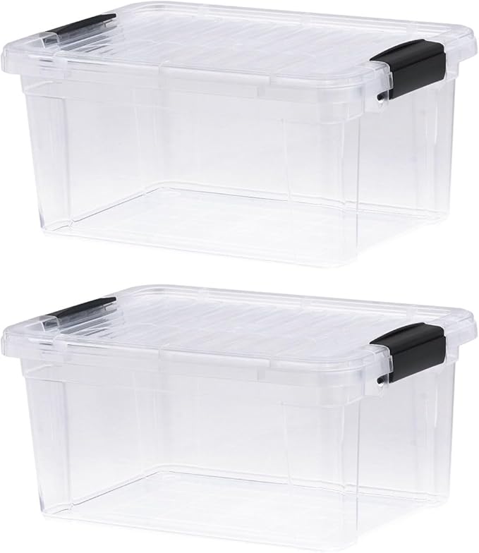 Superio Storage Bins with Lids- 2 Pack, 6.6 Qt Clear Boxes for Organizing, Stackable Plastic Containers- BPA Free, Non-Toxic, Odor Free, Organizer for Home, Office, Dorm