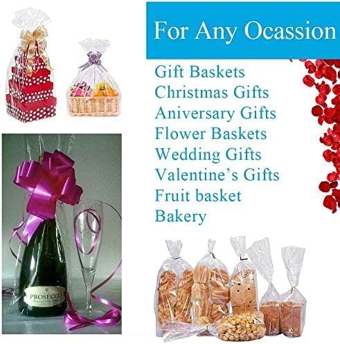 JOYIT 50' Long X 35” Wide Clear Cellophane Wrap Roll - 3 Mil Thicker Cellophane Roll, Clear Bags for Gifts Baskets Wrap, Flower Arts Crafts Food Treats Wrapping