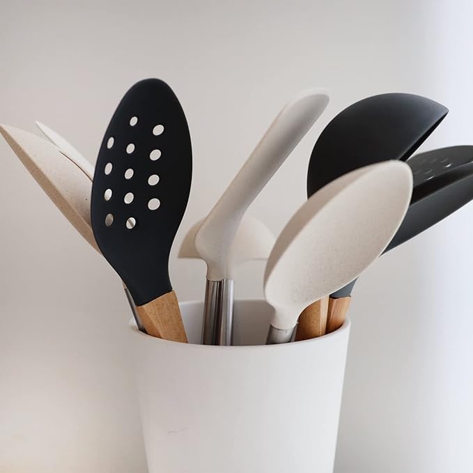 Beille Cream Wheat Straw Ladle with Stainless Steel Handle Kitchen Utensils, 13 Inch