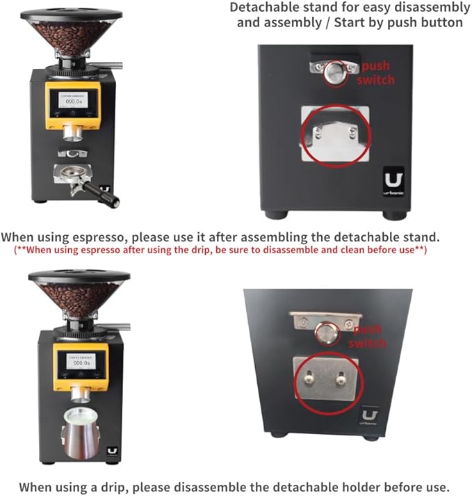 Urbanic 090 Electric Coffee Grinder (110~220v) / straight Titanium burr 60mm / (Yello) / (Made in Korea), 125*125*39(mm)