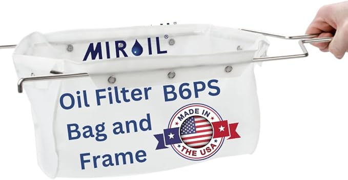 MirOil B6PS Fryer Filter Bag & Frame Combo, Extends Grease Life, Handles Hot & Cold Cooking Oil & Filters Up to 70 Lb. Polishing Oil, Maintain Quality & Taste of Fried Foods, Reduce Grease Contaminant
