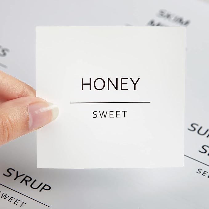 Talented Kitchen 157 Minimalist Style Fridge and Pantry Labels for Containers - Preprinted Kitchen and Refrigerator Organization Stickers for Jars, Food Containers (Black Print on White Matte Backing)