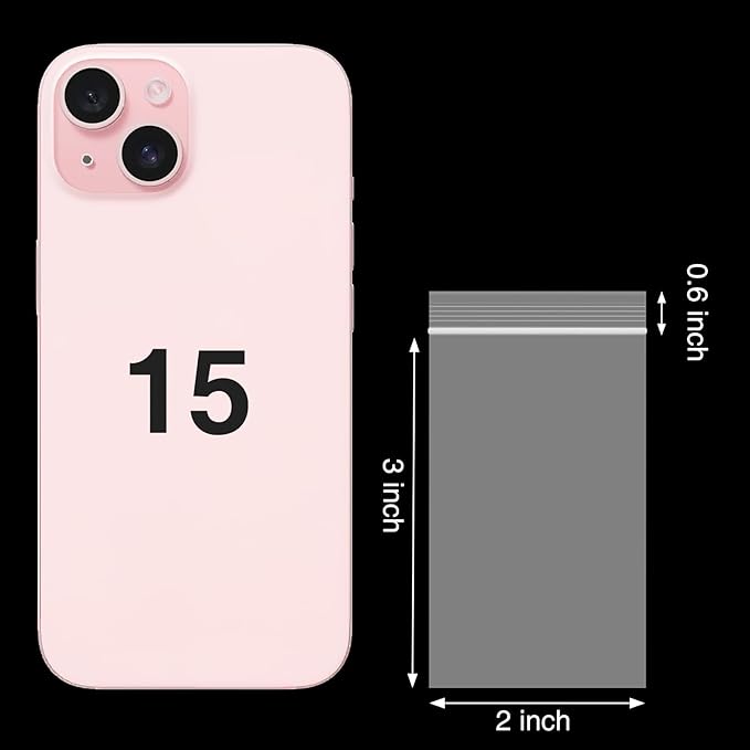 Plastic Jewelry Bags, 200pcs 2 x 3 Clear Zip Bag, 2 mil Thick Small Baggies with Resealable Zipper, Storage Baggies for Daily Vitamin, Jewelry, Candy