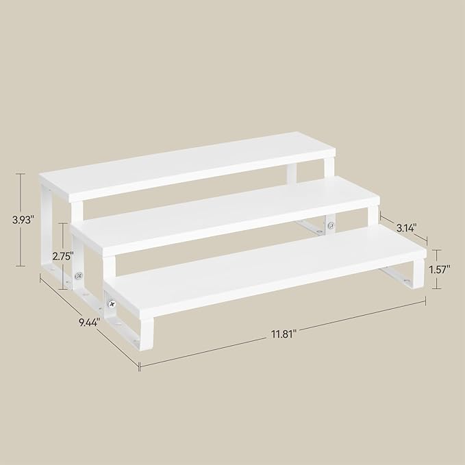 Spice Rack,Wooden Display Riser Stand, 3-Tier Perfume Stand and Cologne Organizer Stand, DIY Spice Rack Organizer, Display Shelf Metal Frame