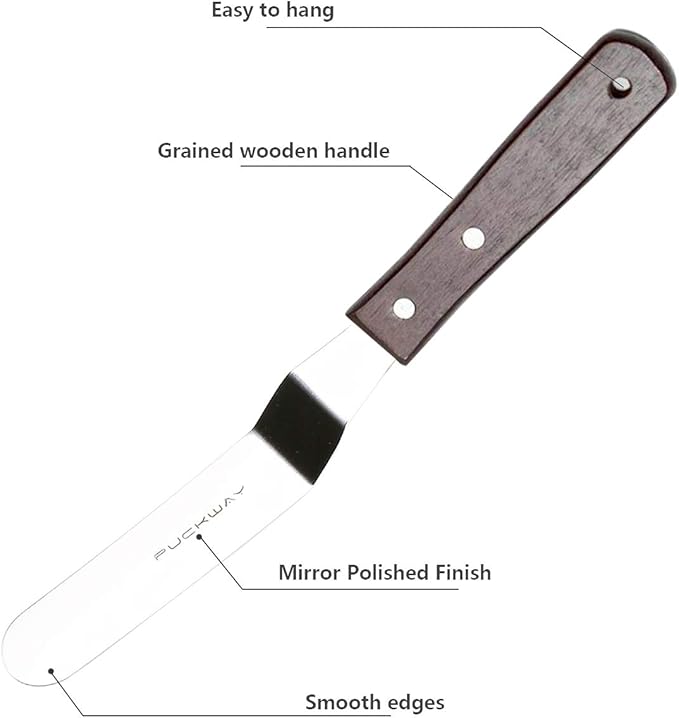 Offset Cake Icing Spatula Set of 4- Professional Stainless Steel Cake Decorating Frosting Spatulas, 4"-6"-8"-10" Flexible Resistant Blade, Wooden Handle For Easy Grip