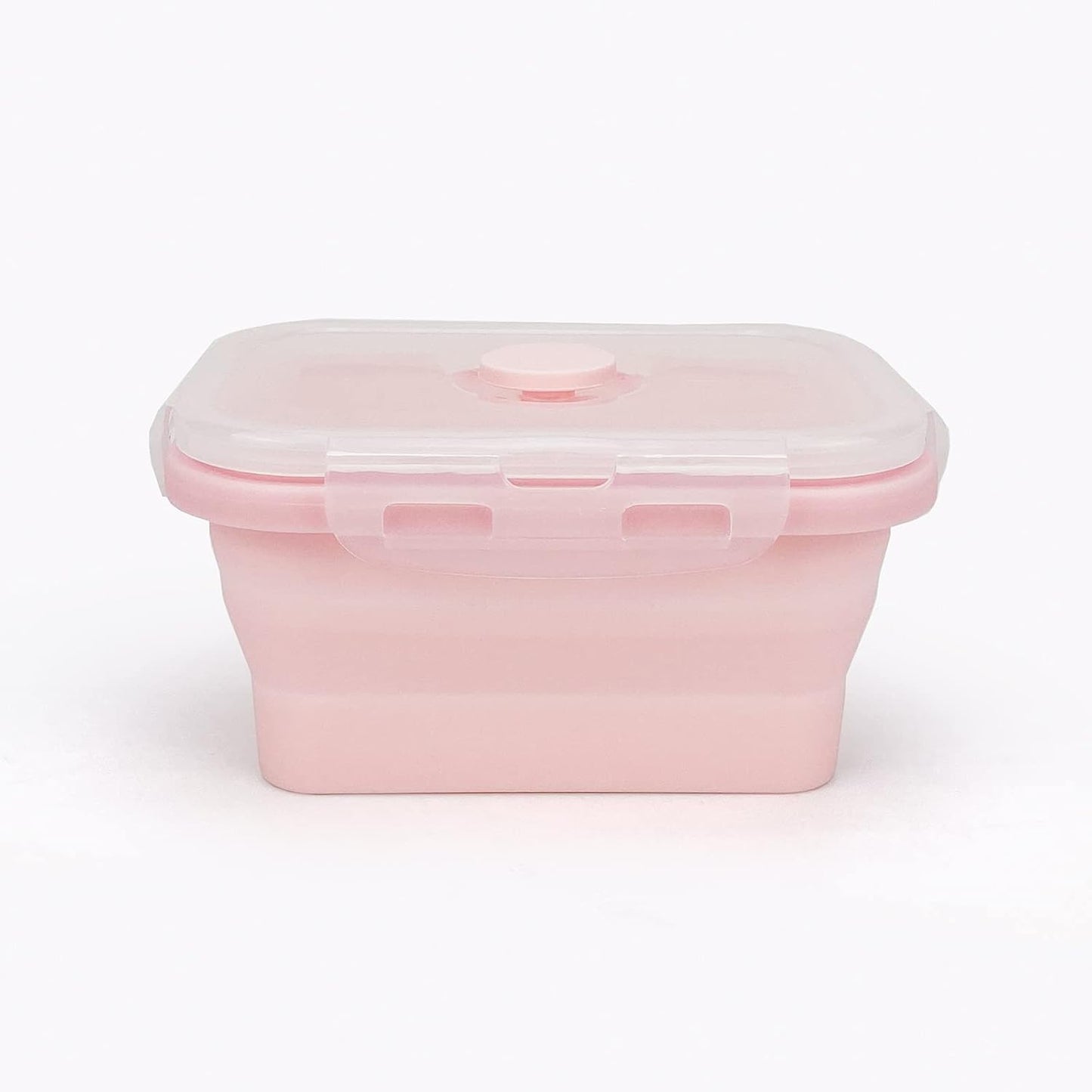 CCyanzi 3piece Collapsible Food Storage Containers with Lids, Silicone Lunch Container, Microwave & Freezer Safe, Space Saving for Kitchen Cabinet and Camping Backpack,(pink)