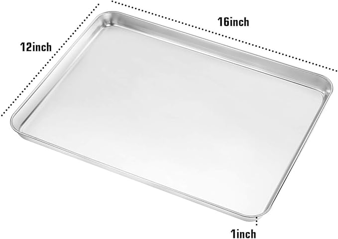 Baking Sheet with Rack Set, Yododo Set of 4 (2 Sheets + 2 Racks), Stainless Steel Cookie Sheet Baking Pan Tray with Cooling Rack, Non Toxic & Heavy Duty & Easy Clean - Size of 16 inch