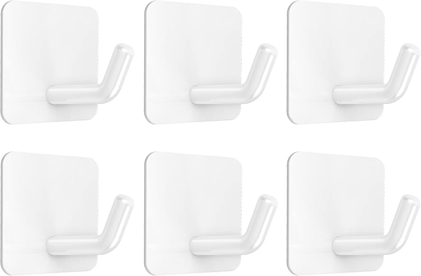 VIS'V Adhesive Hooks, Heavy Duty Shower Wall Stick on Hooks, Waterproof, White, 6 Pcs