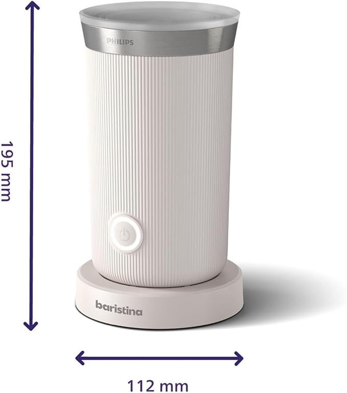 Philips Baristina Milk Frother - Foam Milk Perfectly. Hot and Cold. Dairy and Non-Dairy. Easy to Clean Baristina Espresso Machines. Milky White (BAR311/00)