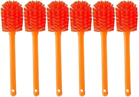SPARTA Large Water Bottle Brush Ideal for Wide-Mouth Jars, Bottles and Tumblers, Dishwashing Tool with Handle for Home and Commercial Kitchens, Plastic, 12 Inches, Orange, (Pack of 6)