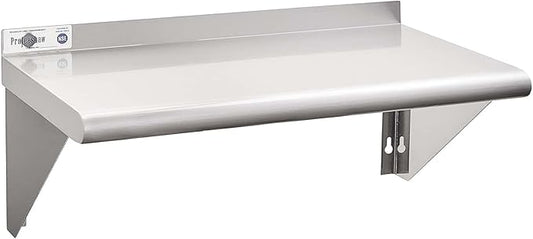 Profeeshaw NSF Stainless Steel Shelf 14” x 24”, 250 lb Commercial Shelves Wall Mounted Metal Shelving with Backsplash and 2 Brackets for Restaurant, Bar, Utility Room, Kitchen and Garage