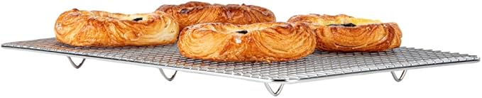 Restaurantware Met Lux 9.8 x 14.8 Inch Wire Baking Rack 1 Heavy-Duty Oven Wire Rack - Fits Jelly Roll Pan Dishwashable Stainless Steel Cooling Rack Elevated Feet Oven-Ready Up To 575F