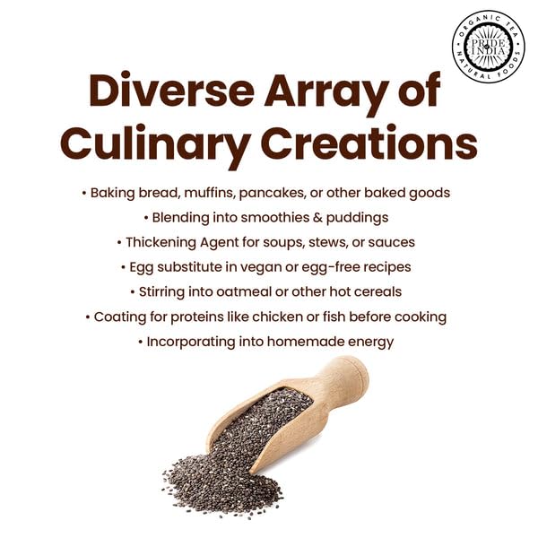 Pride Of India - Pack of 6 - Premium Black Chia Seeds Powder 1 lbs (454 gm) Mild Nutty Earthy Taste Freshly Milled in Small Batches | Used for Baking Coating Thickening