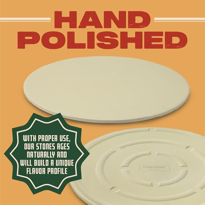 Concord Pizza Stone (2 Pack) with Cordierite Heatwell Technology. Pizza and Bread Baking, Grilling Stone. Durable and Safe (15" Round)