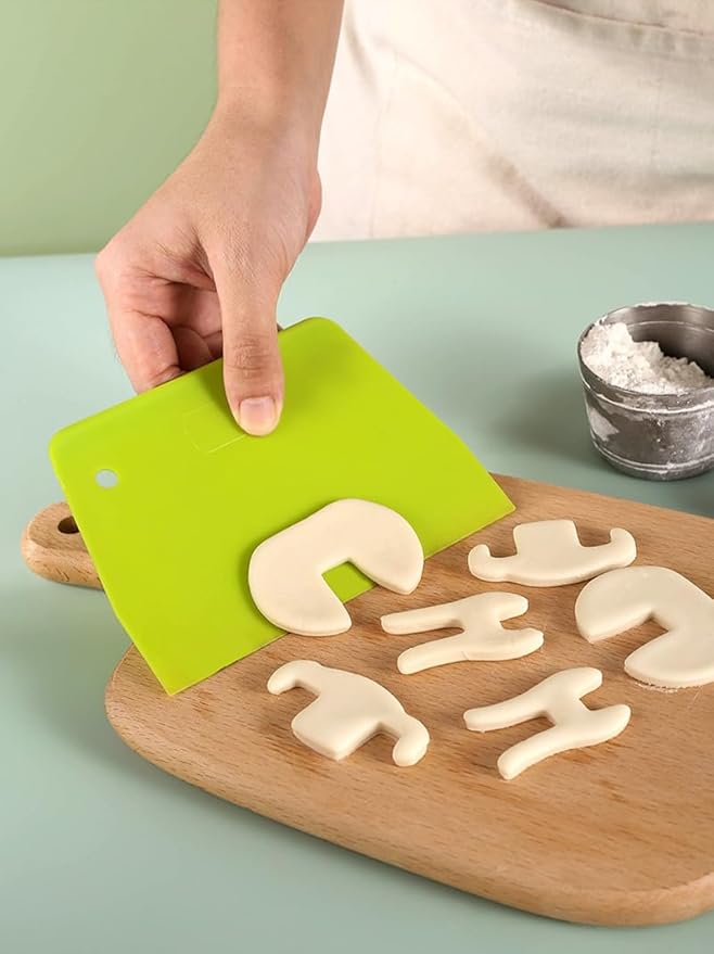 Plastic Bench Scraper & Chopper (14Pcs), Multi-Purpose Dough Scraper Bench Scraper, Flexible Bowl Scraper, Sharp Edge & Angles, Dough Cutter, Kitchen Utensil for Bread, Pizza, and Flat Top Griddles