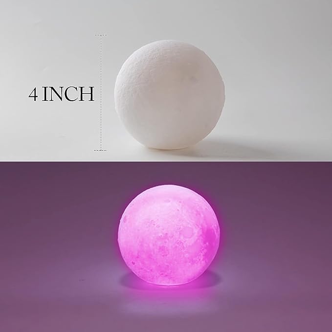 Cake Topper for Kids Astronaut Space Birthday Cake Decoration, 3D Soft Light Moon Outer Space Cake Topper for Party Supply, LED Moon Planet Birthday Cake Decoration (Pink)