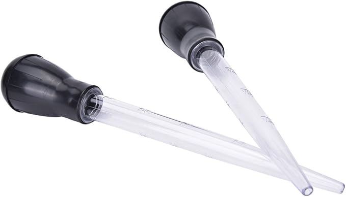 2 Pcs 11-Inch Turkey Baster with Silicone Bulb, Clear, Ideal for Roasting Juices, Butter Drippings, Glazes