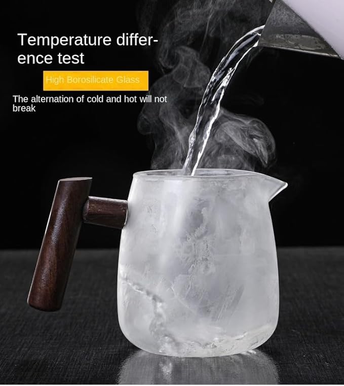 Glass Teapot,18.6oz/550ml Glass Tea Kettle With Wooden Handle,Stovetop & Microwave Safe Glass Borosilicate Teapot,Teapot With Infuser