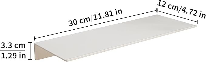 JOOM White Floating Shelves for Wall Storage, Metal Wall Shelves for Living Room, Bathroom, Kitchen, 12” Small Display Shelves for Collectibles(2 PCS)