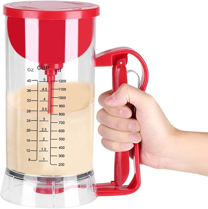 40 Oz Pancake Batter Dispenser, Electric Squeeze Bottles for Pancake Batter with Measuring Label, Cake Batter Separator with Batter Mixer for Cupcakes Waffles