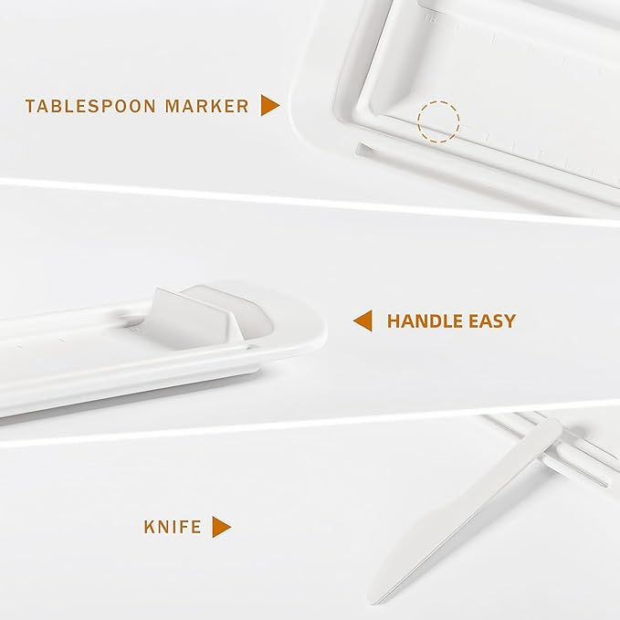 Butter Dish with Lid for Countertop, Butter Dish with Knife, Butter Keeper for Kitchen or Fridge, Bamboo Fiber Butter Tray, Butter Holder for 1 Stick Butter, BPA-free, Dishwasher Safe(White)