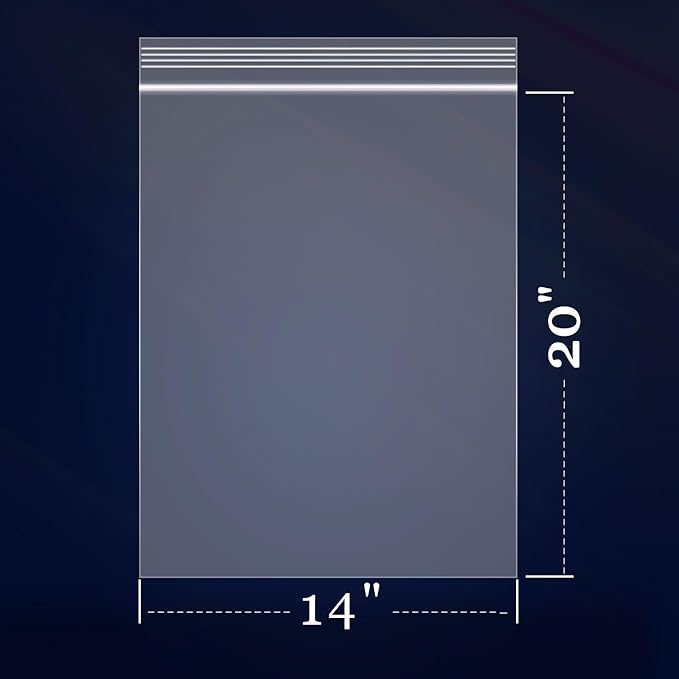 iMailer - 1000 Count - 14" x 20" Large Zip Poly Bags - 2 Mil Clear Reclosable 2 Gallon Zip Bags for Clothing, T-Shirts, Pants