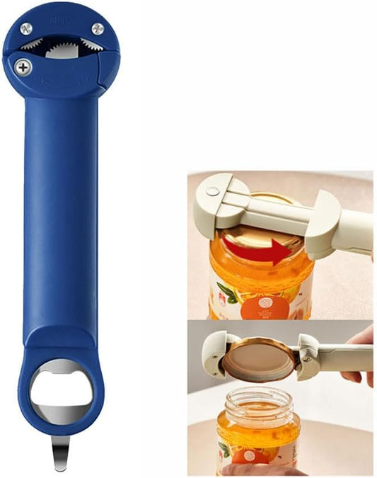 Jar Opener Bottle Opener Lid Opener for Weak Hands, Arthritic Hands, Seniors,Low Strength and Children with Beer Opener Blue