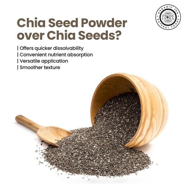 Pride Of India - Pack of 6 - Premium Black Chia Seeds Powder 1 lbs (454 gm) Mild Nutty Earthy Taste Freshly Milled in Small Batches | Used for Baking Coating Thickening