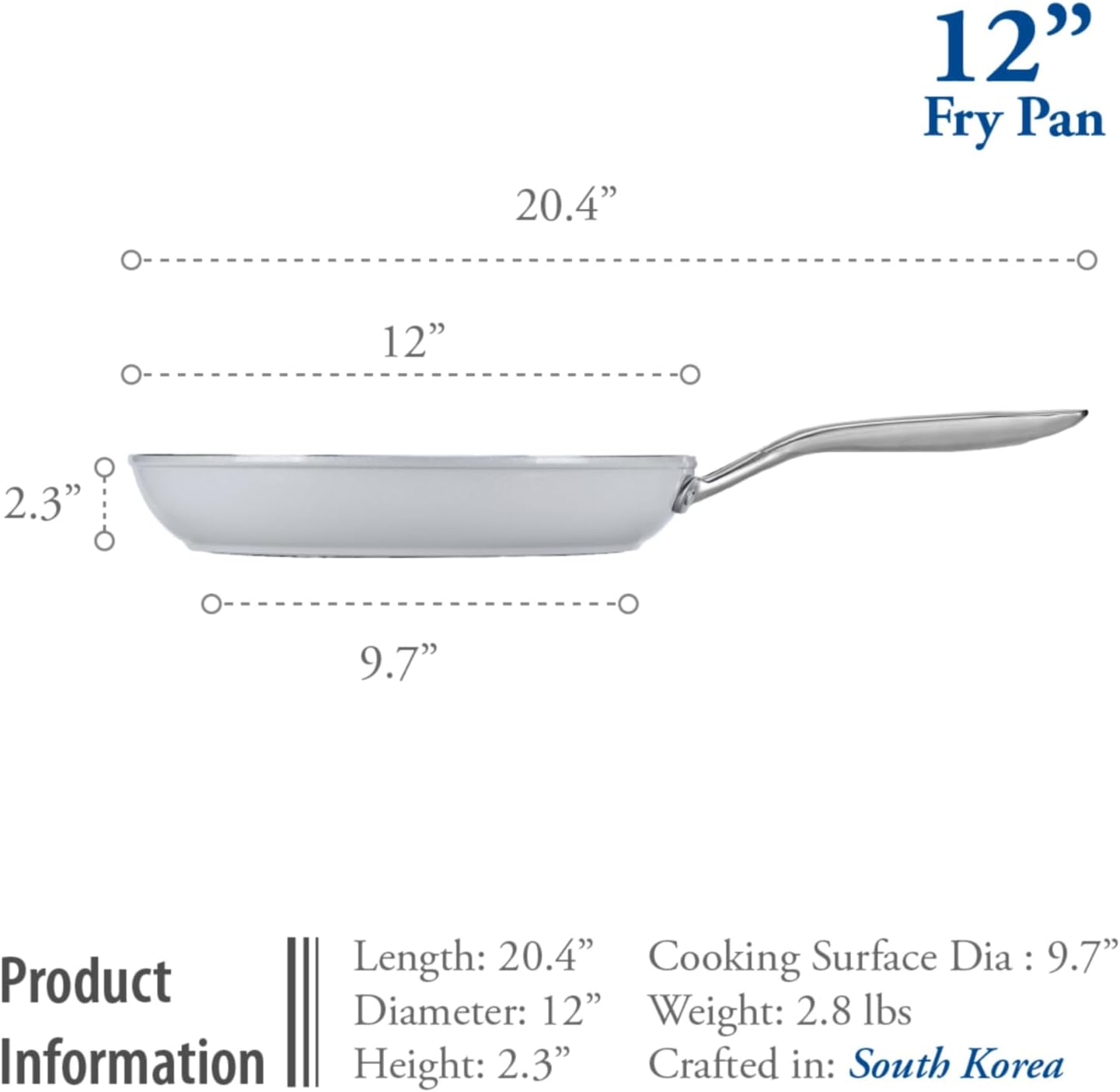 TECHEF - CeraTerra Ceramic Nonstick Frying Pan Skillet, (PTFE, PFAS, and PFOA Free), Dishwasher Oven Safe, Stainless Steel Handle, Induction-Ready, Made in Korea (12-in)