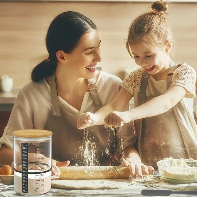 BRIRILINE Pro Sourdough Bread Starter Kit - 34 oz sourdough jar with 5 unique features for the perfect sour dough bread & sourdough starter kit - baking supplies (34oz-4pack)