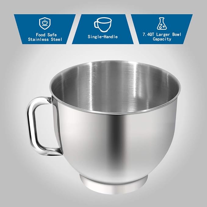 Aucma Stand Mixer,7.4QT Food Mixers, Kitchen Electric Mixer with Dough Hook, Wire Whip & Beater (Green, 7.4QT)