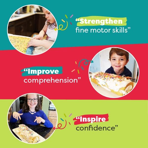 Confetti Swiss Roll Baking Kit For Kids 6-12, Real Jelly Roll Cake Making Set With Pre-Measured Ingredients, Cake Decorating For Girls And Boys With Cream And Rainbow Sprinkles, Kids Baking Gift Set