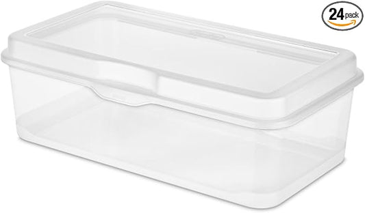 Sterilite 24-Pack FlipTop Stackable Rectangular Storage Bin with Hinging Lid, Clear